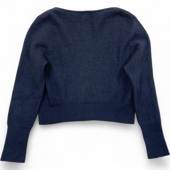J. Crew Cashmere Button Cropped Cardigan Sweater Women's Large Navy Blue - Picture 2 of 7